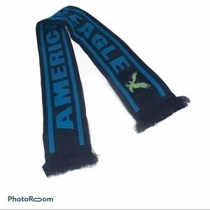 Knit with fringe Y2K American Eagle blue scarf